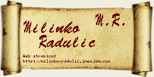 Milinko Radulić vizit kartica